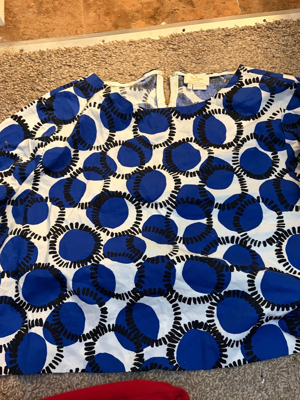 kate spade Blue and Black Graphic Circle Print Top